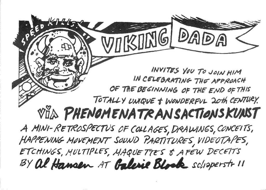 Al Hansen "Viking DADA / Phenomenatransactionskunst" Galerie René Block, Berlin 1973 (Invitation) © the artist and SKD