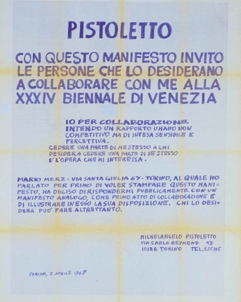 Pistoletto, Manifesto for the XXXIV, Biennale di Venezia (Poster); Sammlung Marzona, Kunstbibliothek – Staatliche Museen zu Berlin