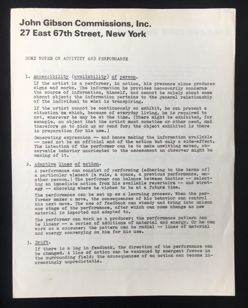 Vito Acconci, John Gibson; New York 1971 (invitation); Sammlung Marzona, Kunstbibliothek – Staatliche Museen zu Berlin