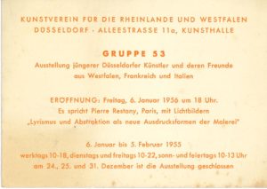 Gruppe 53, Kunstverein für die Rheinlande und Westfalen, Düsseldorf, 1956; Archiv der Avantgarden, Staatliche Kunstsammlungen Dresden