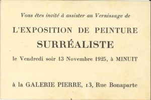 "L'exposition de Peinture Surréaliste", Galerie Pierre, 1925 (invitation) Archiv der Avantgarden, Staatliche Kunstsammlungen Dresden