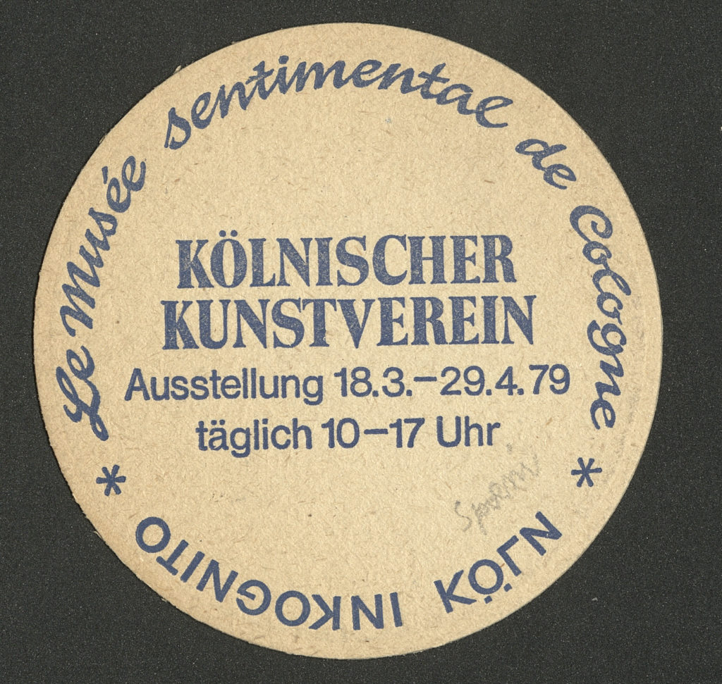 "Le Musée Sentimental de Cologne. KÖLN INKOGNITO", Kölnischer Kunstverein, 1979 (Invitation); Archiv der Avantgarden, Staatliche Kunstsammlungen Dresden