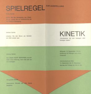 Kinetik, Volkshochschule Köln, Cologne 1967 (Invitation); Archiv der Avantgarden, Staatliche Kunstsammlungen Dresden