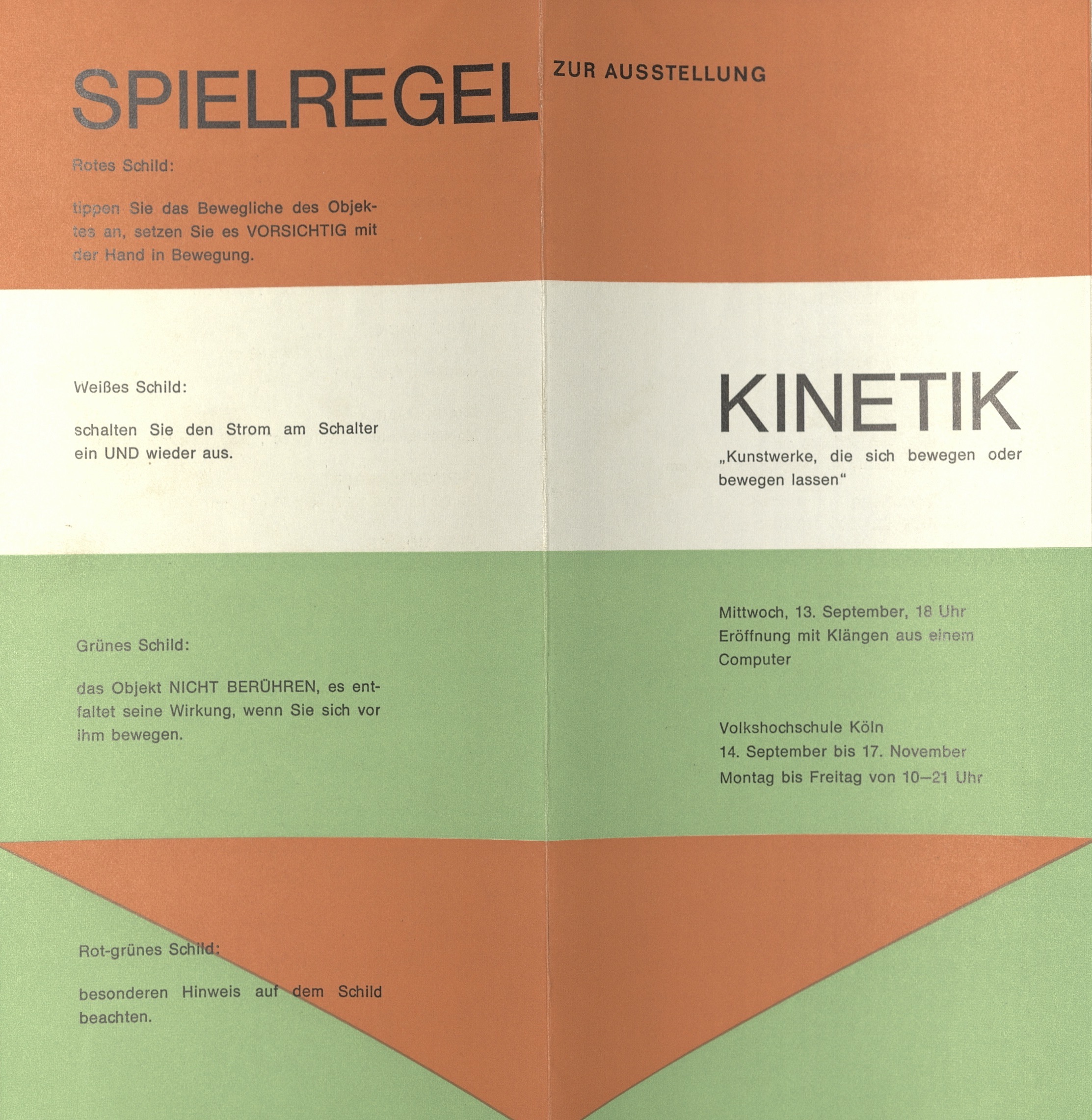 Kinetik, Volkshochschule Köln, Cologne 1967 (Invitation); Archiv der Avantgarden, Staatliche Kunstsammlungen Dresden 