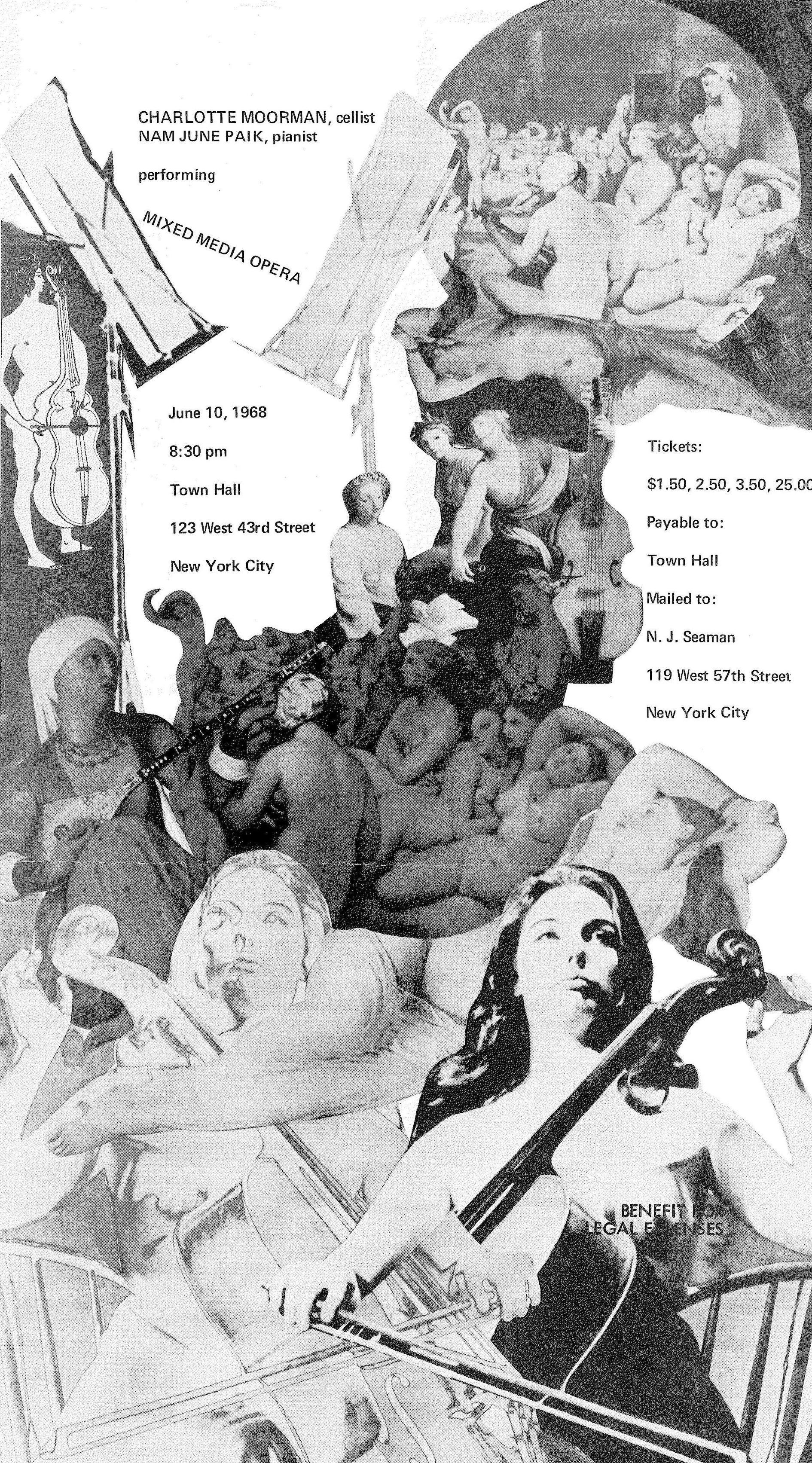 Nam June Paik & Charlotte Moorman "Mixed Media Opera", Town Hall, New York City 1968 (Invitation front); Archiv der Avantgarden, Staatliche Kunstsammlungen Dresden 