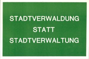 Joseph Beuys "Stadtverwaldung Statt Stadtverwaltung", documenta VII, 1982 (announcement postcard); Archiv der Avantgarden, Staatliche Kunstsammlungen Dresden © Siegfried Sander, © VG Bild-Kunst, Bonn