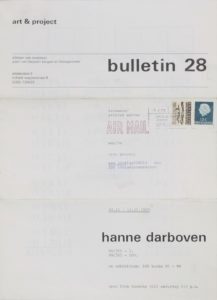 Hanne Darboven, art & project, Bulletin 28, Amsterdam, 1970 (Bulletin, Edition, Invitation); Sammlung Marzona, Kunstbibliothek – Staatliche Museen zu Berlin; © VG Bild-Kunst, Bonn