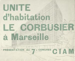 Le Corbusier, "Habitation Le Corbusier" 7. Congress CIAM., Bergamo, 1949 (invitation poster); ; Archiv der Avantgarden, Staatliche Kunstsammlungen Dresden