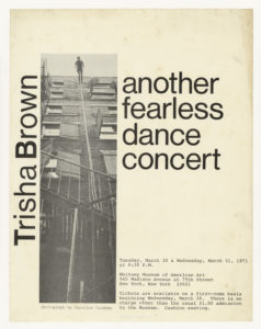 Trisha Brown, Whitney Museum of American Art, New York 1971 (invitation poster); Sammlung Marzona, Kunstbibliothek – Staatliche Museen zu Berlin