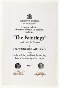 Gilbert & George, "The Paintings. With Us in Nature", Whitechapel, London 1971 (Invitation); Sammlung Marzona, Kunstbibliothek – Staatliche Museen zu Berlin