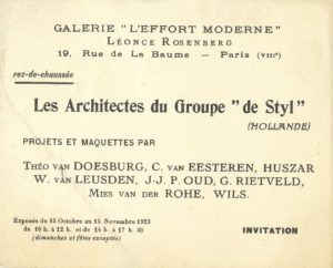 LES ARCHITECTES DU GROUPE "DE STYL", Galerie L'Effort Moderne, Paris 1923 (invitation) Archiv der Avantgarden, Staatliche Kunstsammlungen Dresden